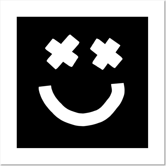 Express Yourself Minimal Happy Smiley Face with X Eyes Wall Art by ellenhenryart